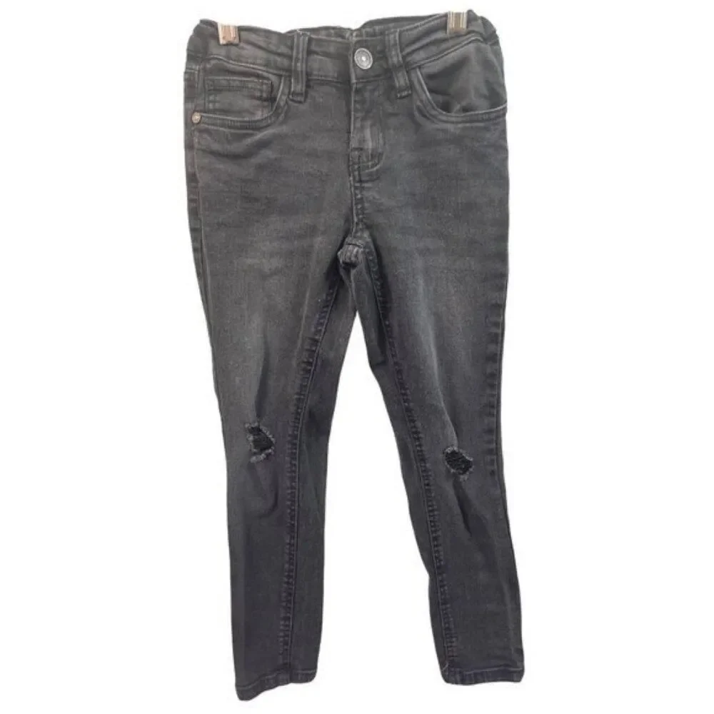 Studio V Girls Gray Wash Distressed Ripped Knee Denim Jeans‎ Size 7
